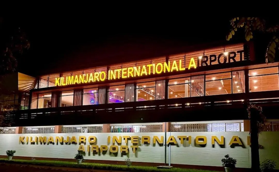 Kilimanjaro International Airport lit up at night